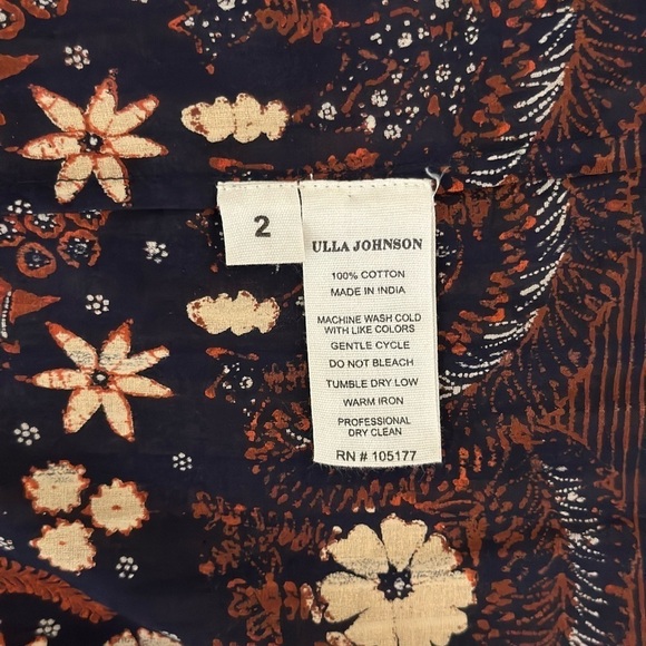 Ulla Johnson Floral Long-Sleeve Cotton Azalea Blouse - Picture 7 of 7